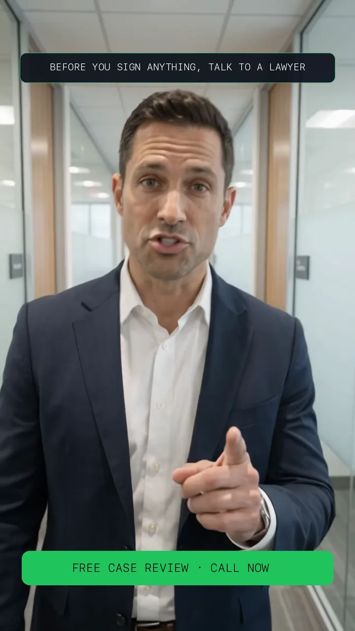 He points to camera over Free case review, call now.